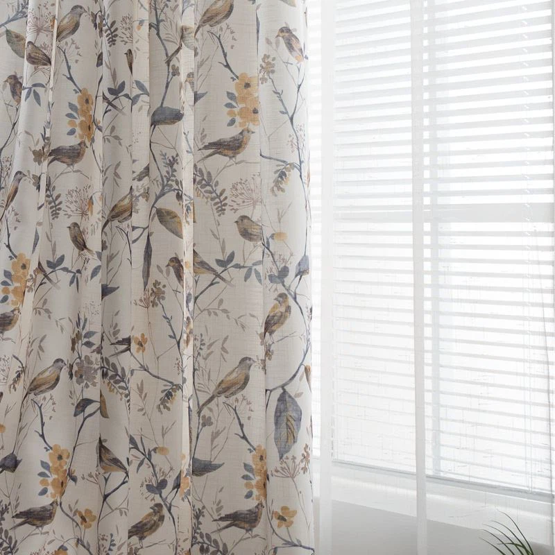 Printed linen curtain